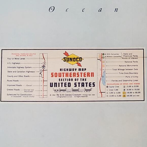 Sunoco Highway Map of Eastern North Eastern US 1962 Vtg Lithographed - Picture 10 of 14